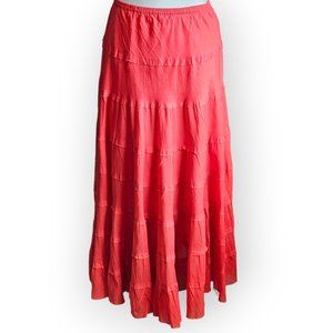 Cato Orange Boho Peasant Crinkle Maxi Skirt.  US Size S.